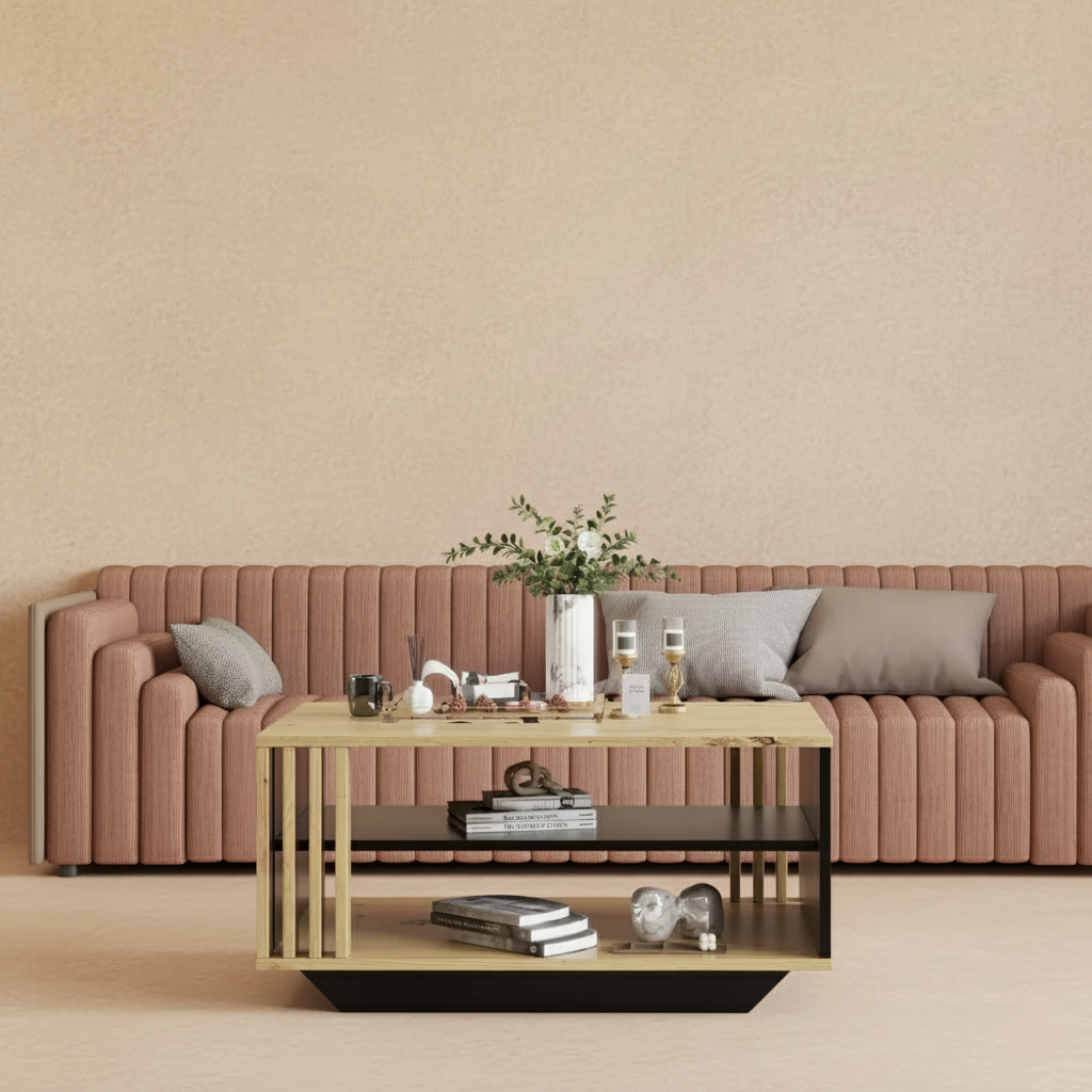 Table basse moderne bois et anthracite