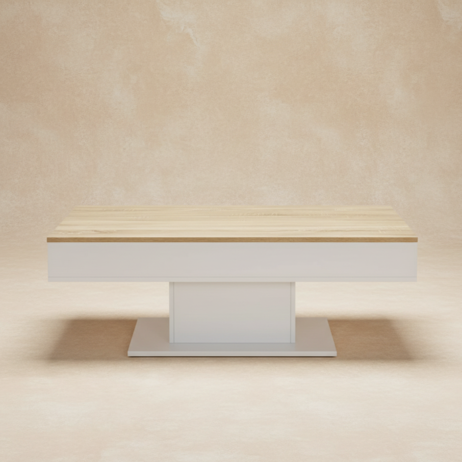Table basse rectangulaire blanc chêne