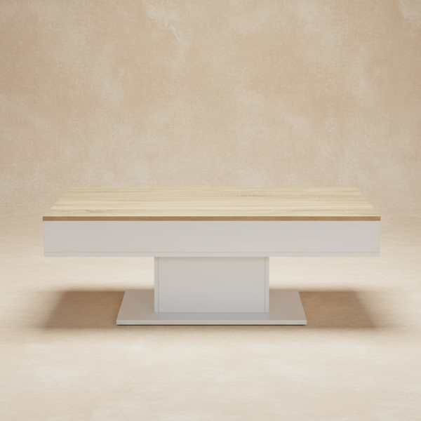 Table basse rectangulaire blanc chêne