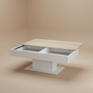 Table basse rectangulaire blanc chêne