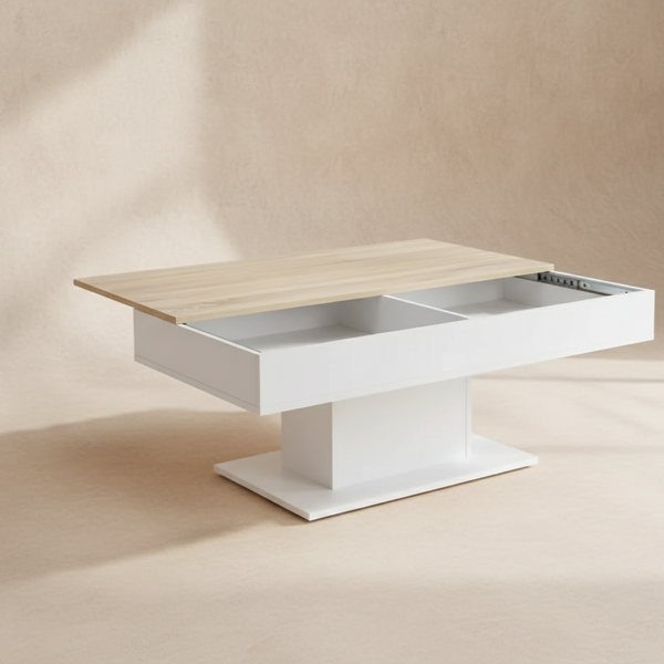 Table basse rectangulaire blanc chêne