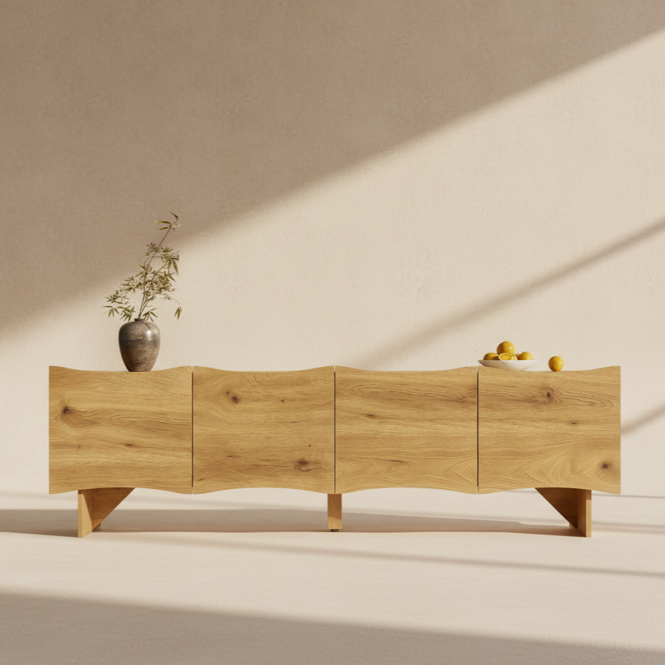 Meuble TV bois moderne ondulé