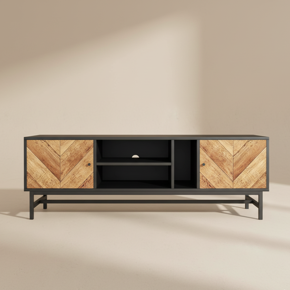 Meuble TV noir bois moderne