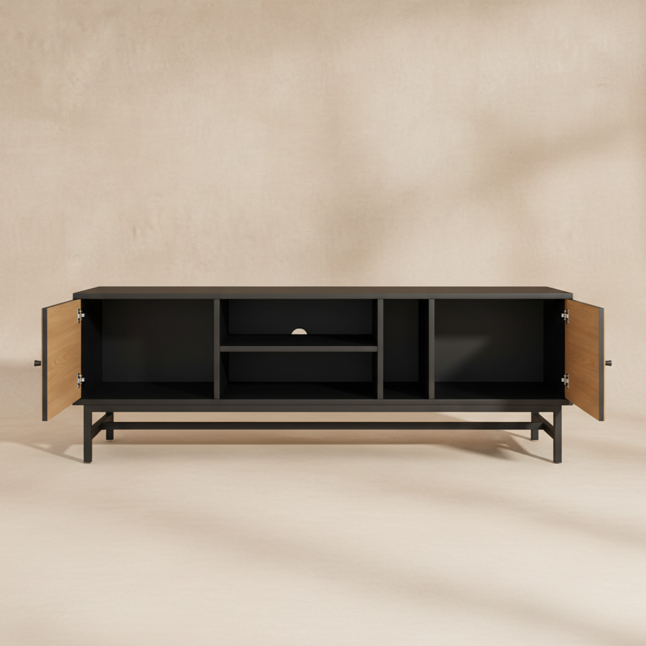 Meuble TV noir bois moderne