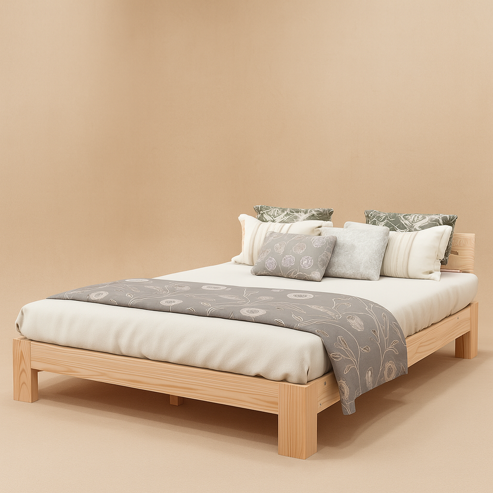 Natural solid wood bed 140x200