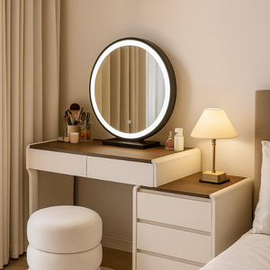 Coiffeuse moderne blanche miroir LED