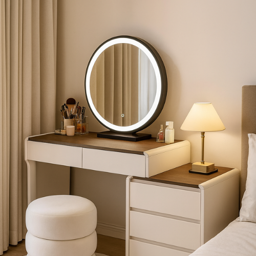 Coiffeuse moderne blanche miroir LED