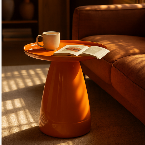 Table d’appoint ronde orange design
