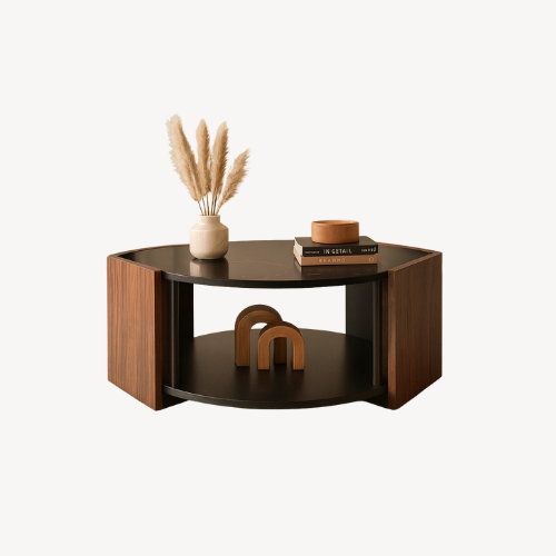 Table basse marbre noir noyer design