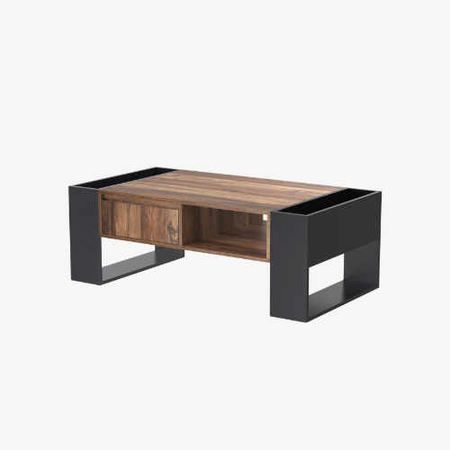 Table basse design bois nervuré anthracite