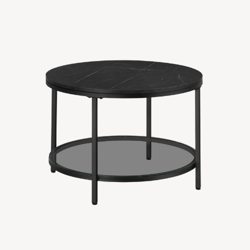 Table basse ronde noire marbrée