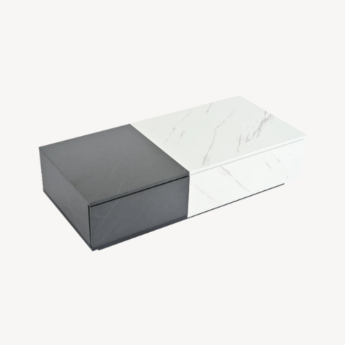 Table basse moderne marbre noir-blanc
