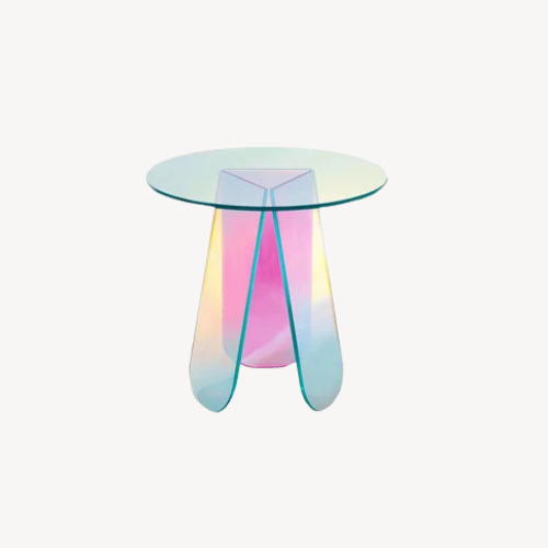 Table d’appoint ronde acrylique iridescente