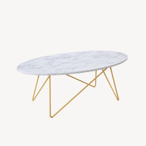Table basse ovale effet marbre