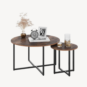 Tables basses rondes vintage métal bois