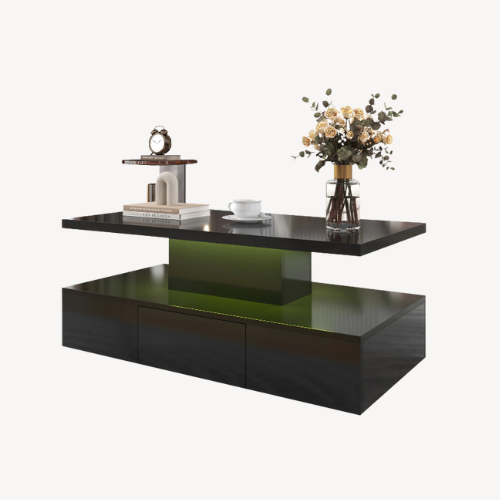 Table basse design noire brillante