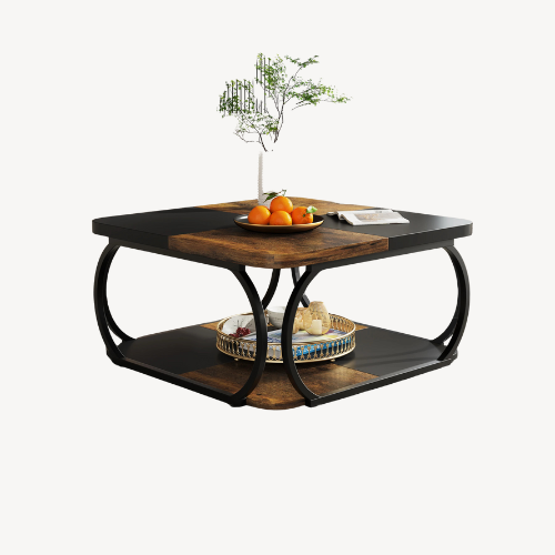 Table basse carrée bois métal design