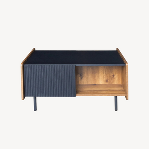 Table basse bois noir design rangement