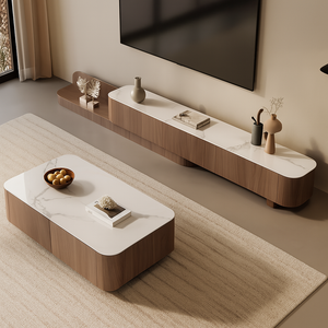 Meuble TV bois foncé blanc design