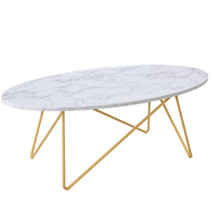Table basse ovale effet marbre