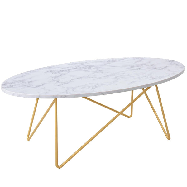 Table basse ovale effet marbre