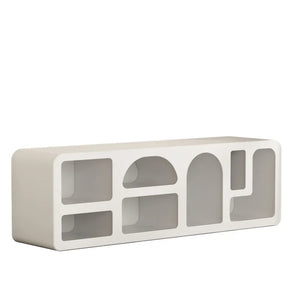 Meuble TV blanc minimaliste sculpté