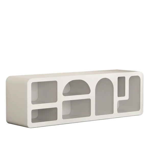 Meuble TV blanc minimaliste sculpté