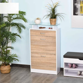 Meuble à chaussures blanc chêne