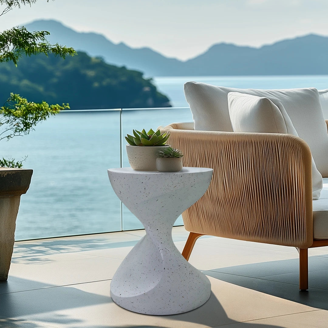 Table d’appoint ronde béton blanc