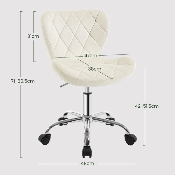 Chaise de bureau velours blanc réglable