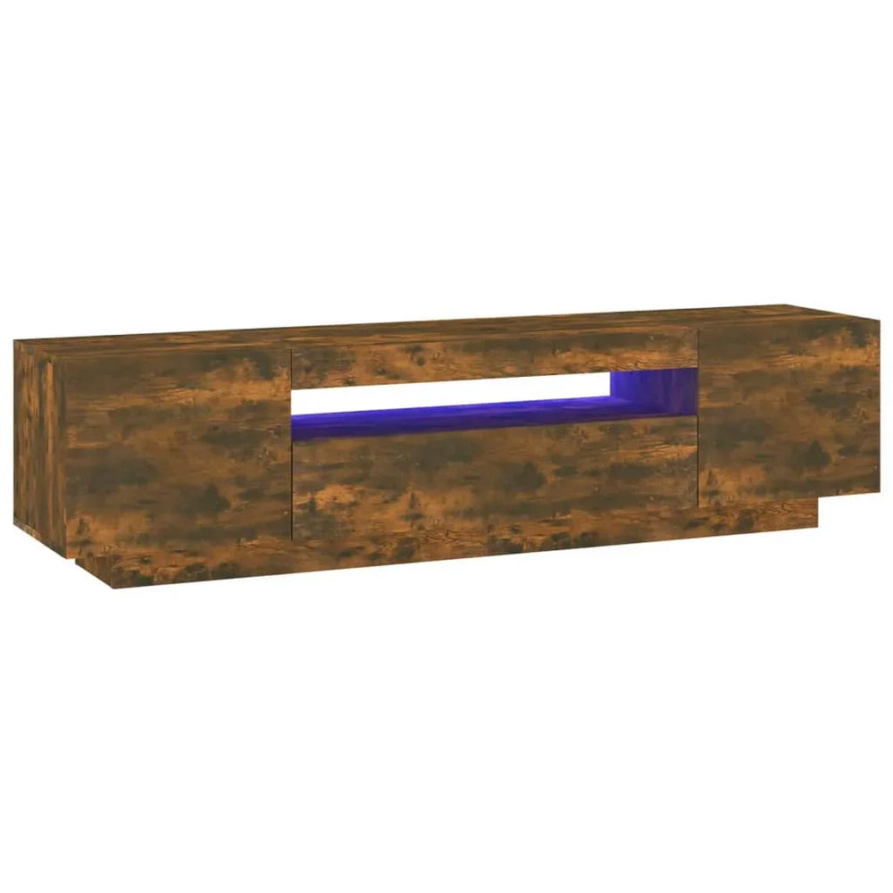 Meuble TV chêne fumé LED intégré