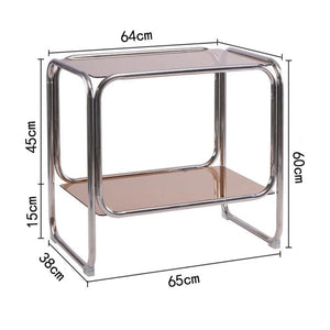 Table de chevet acier inox et verre