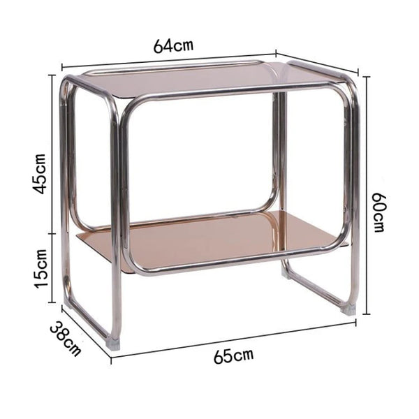 Table de chevet acier inox et verre
