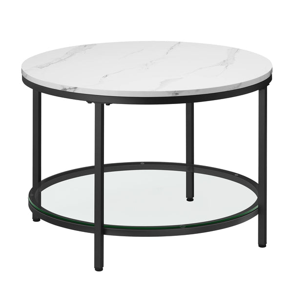 Table basse ronde noire marbrée