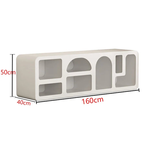 Meuble TV blanc minimaliste sculpté