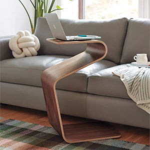 Table basse design N minimaliste bois courbé