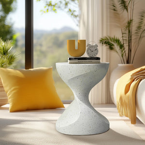 Table d’appoint ronde béton blanc