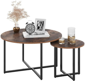 Tables basses rondes vintage métal bois