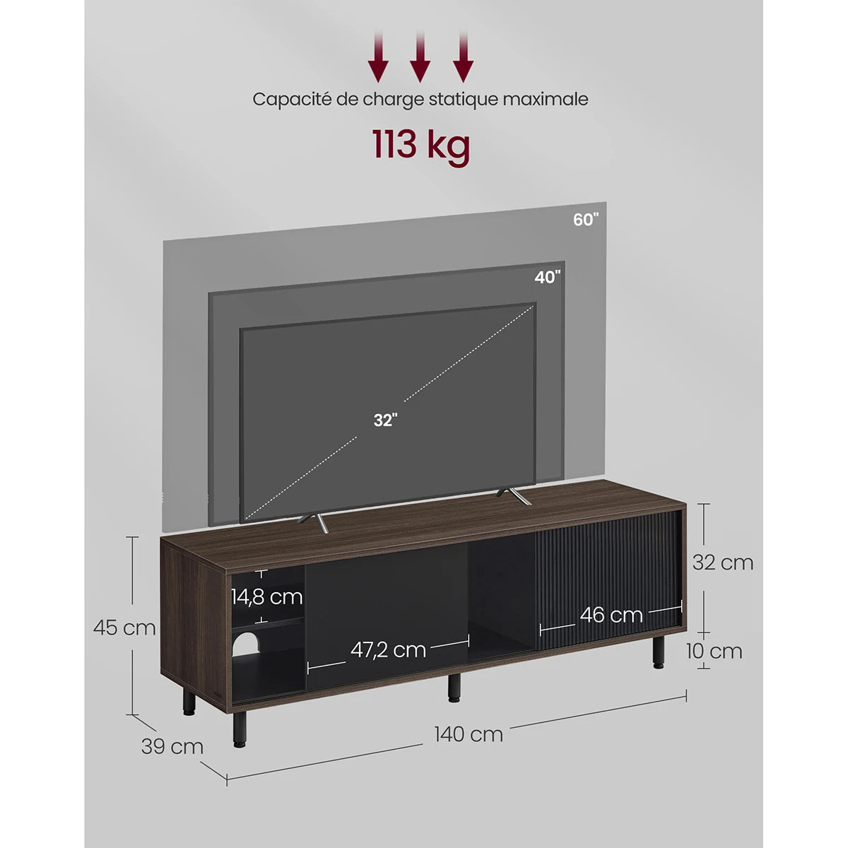 Meuble TV moderne marron cendré