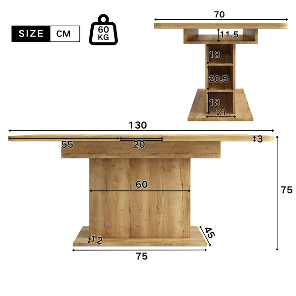 Table à manger extensible bois avec rangement