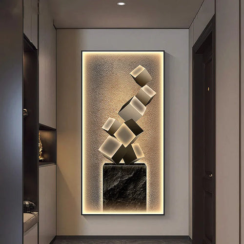 Tableau mural LED cubes flottants