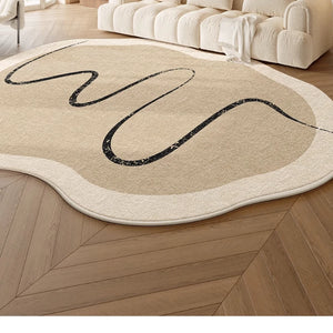 Tapis salon doux forme irrégulière