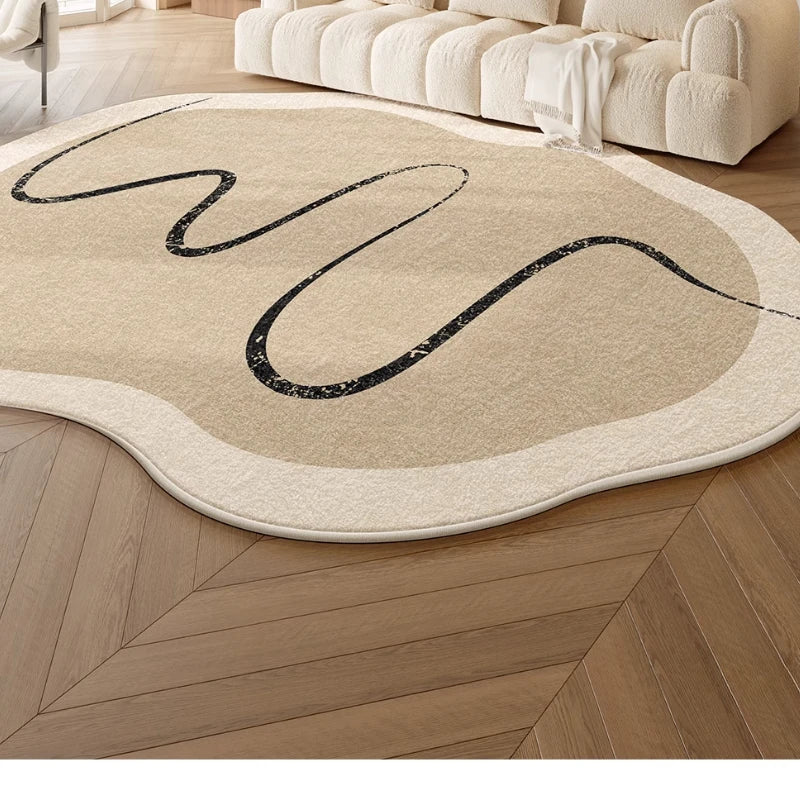 Tapis salon doux forme irrégulière