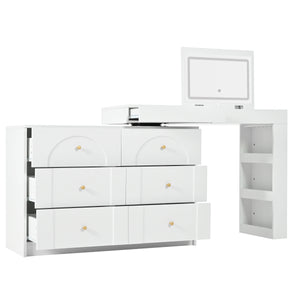 Coiffeuse blanche rotative avec LED