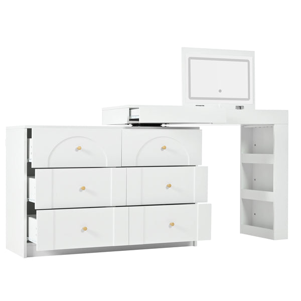 Coiffeuse blanche rotative avec LED