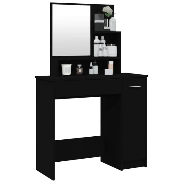 Coiffeuse noire moderne avec miroir