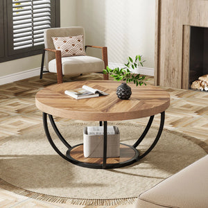 Table basse ronde bois et métal design
