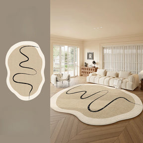Tapis salon doux forme irrégulière