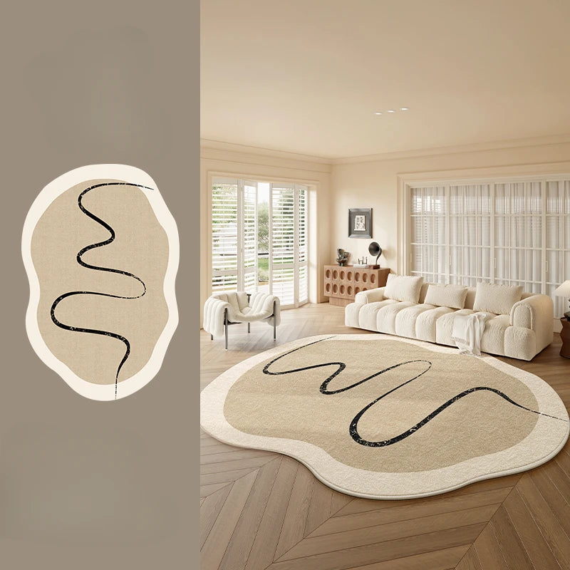 Tapis salon doux forme irrégulière