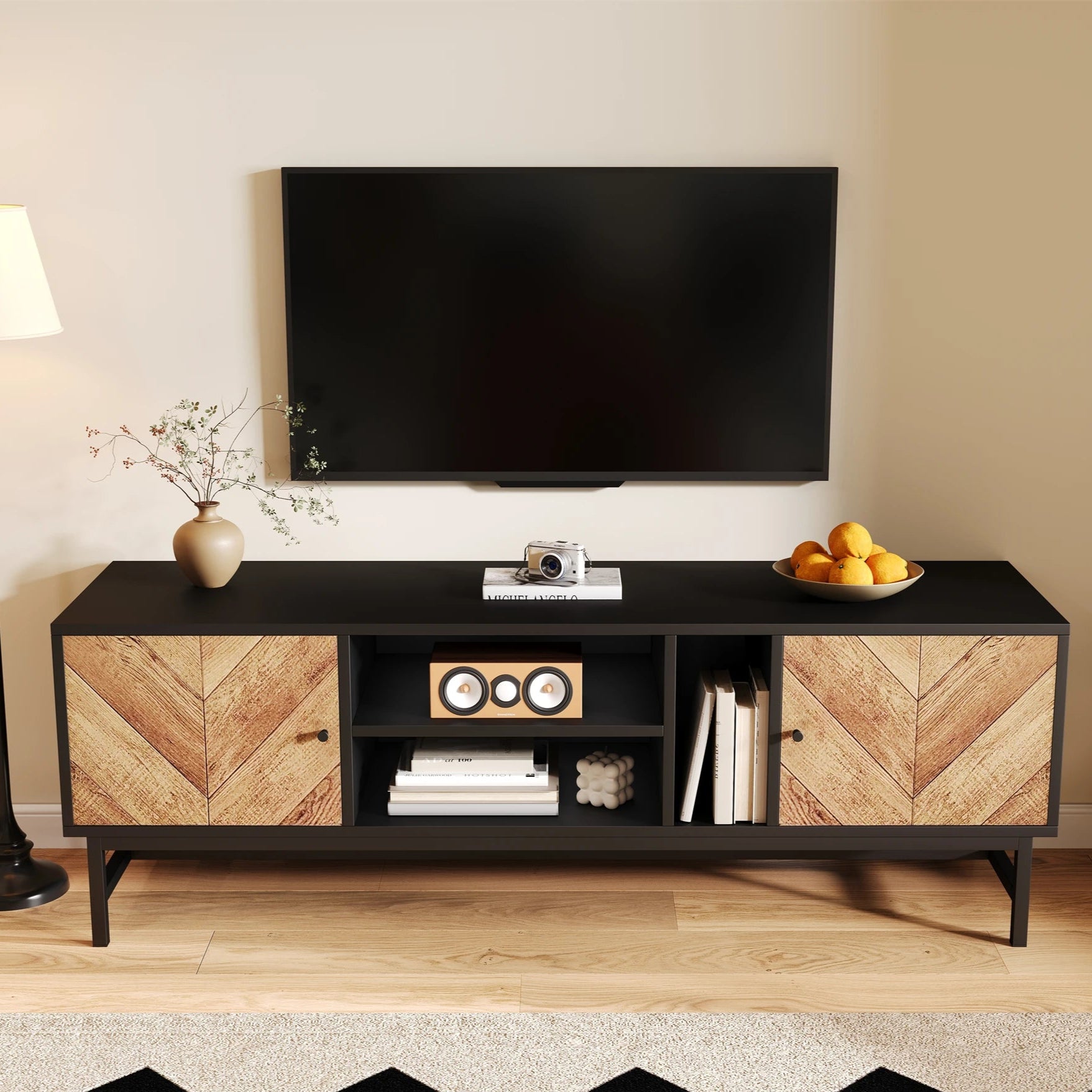 Meuble TV noir bois moderne